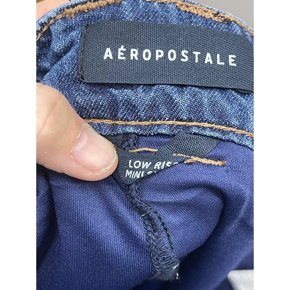 Aeropostale Womens XL Blue Denim Low Rise Mini Skort Pleated Y2K Skirt Shorts